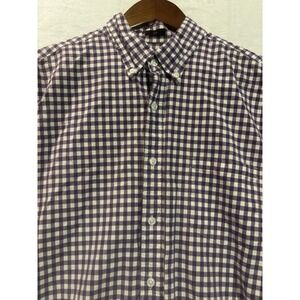 J Crew Shirt Mens Large Slim Fit Button Down Purple Gingham Check Cotton Pocket